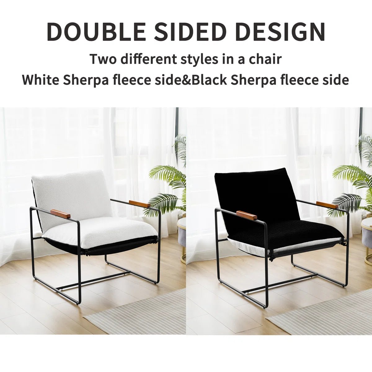 Oversize Accent Chair Upholstered Armchair with Double-sided Cushion -White/SW9802AJWR
