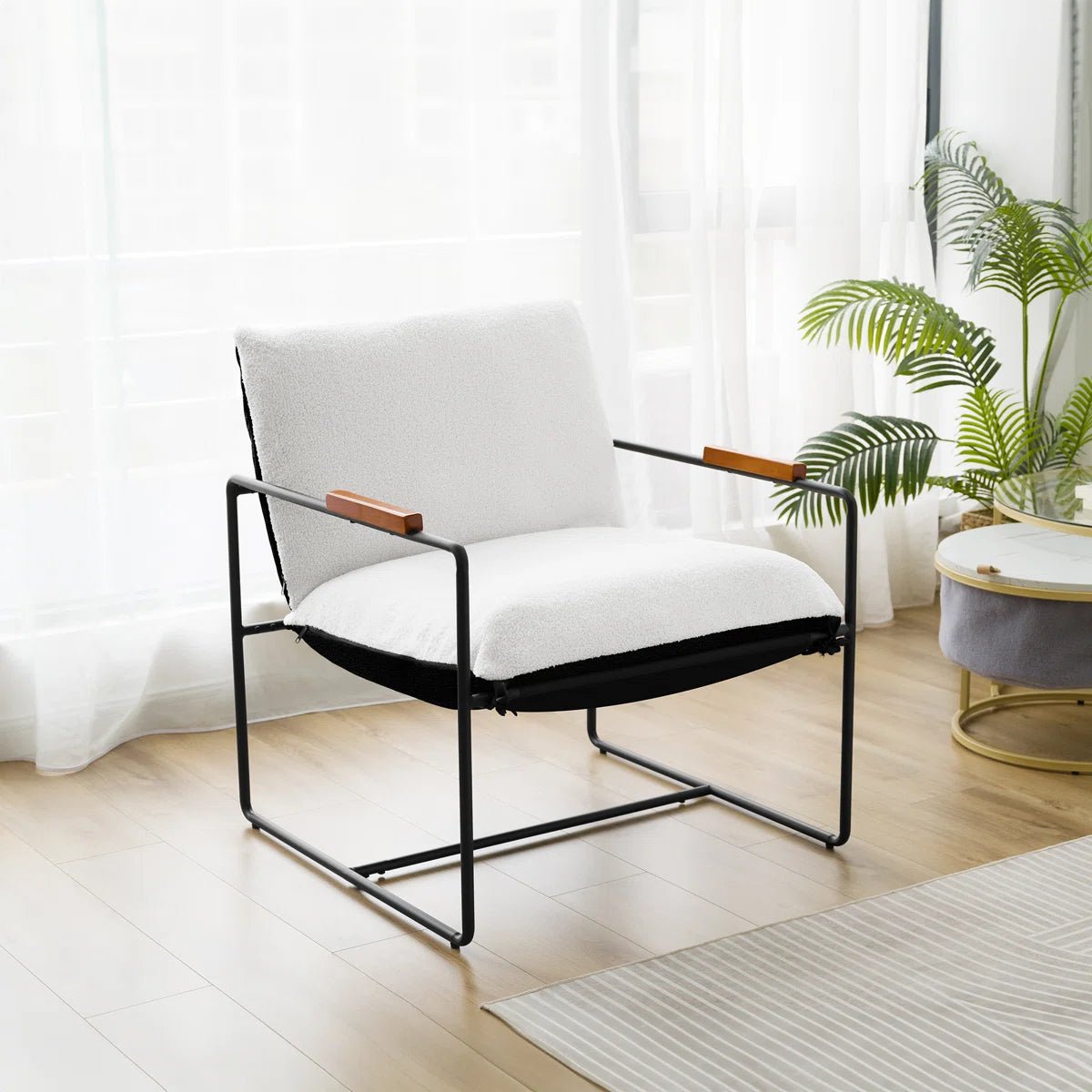 Oversize Accent Chair Upholstered Armchair with Double-sided Cushion -White/SW9802AJWR