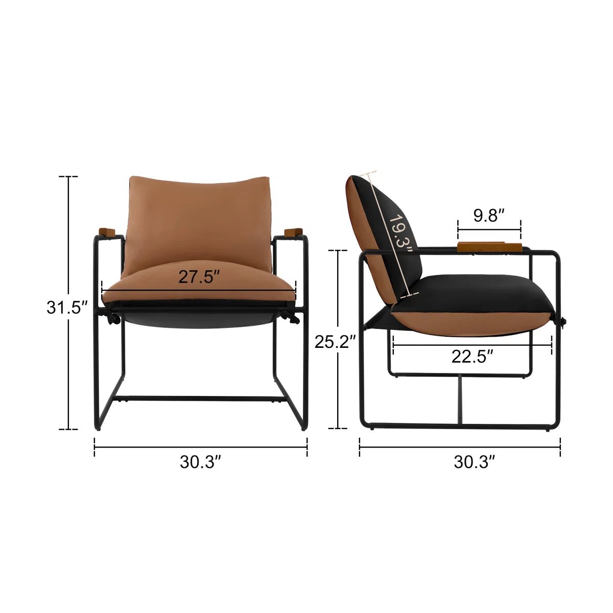 Oversize Accent Chair Upholstered Armchair with Double-sided Cushion -Brown/SW9802AJYH