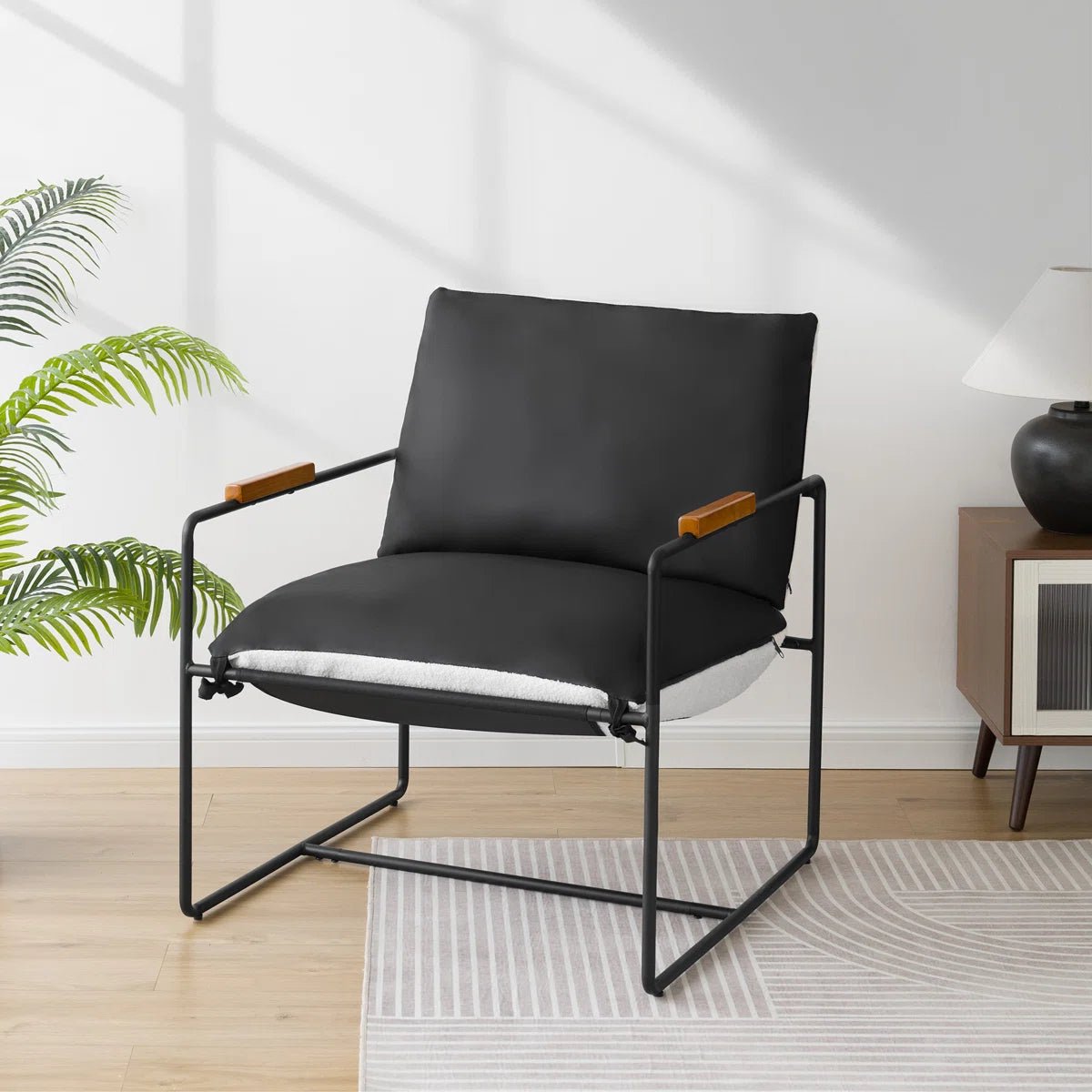 Oversize Accent Chair Upholstered Armchair with Double-sided Cushion -Black/SW9802AJKA