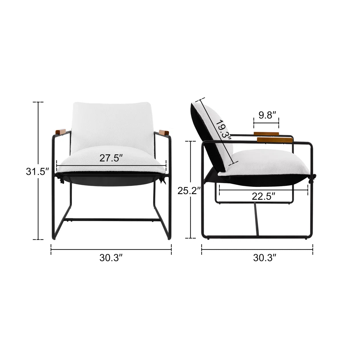 Oversize Accent Chair Upholstered Armchair with Double-sided Cushion -White/SW9802AJWR