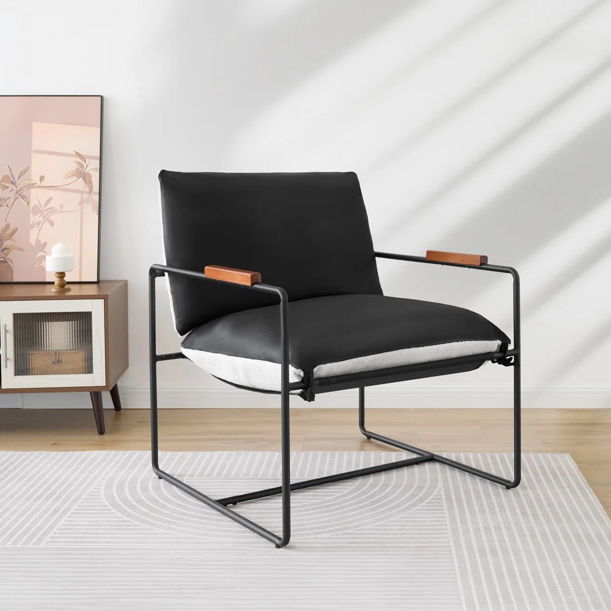 Oversize Accent Chair Upholstered Armchair with Double-sided Cushion -Black/SW9802AJKA