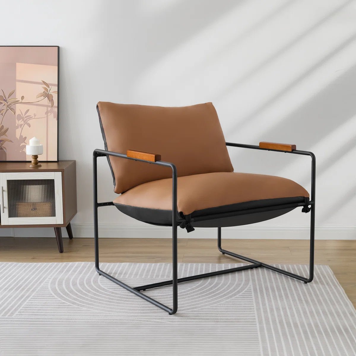 Oversize Accent Chair Upholstered Armchair with Double-sided Cushion -Brown/SW9802AJYH
