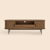 Tambour Design Mid-Century Modern TV Stand With Drawer for TV Up to 75" -Brown/SW9735AHOS