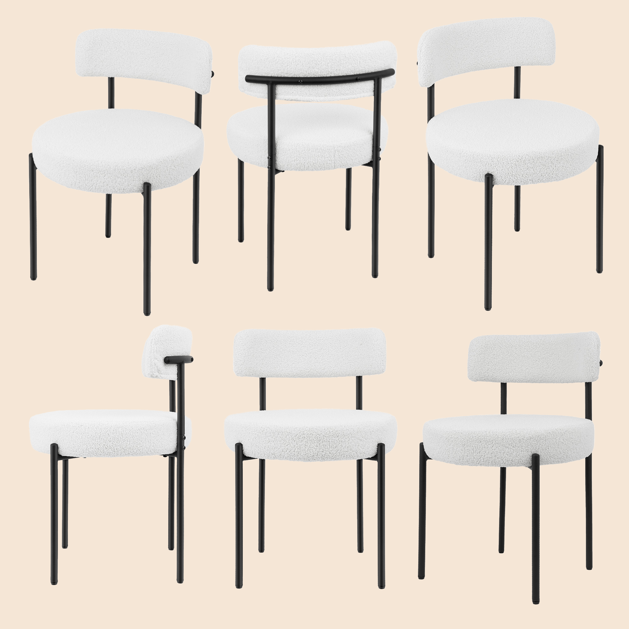 Upholstered Dining Chair With Back (Set of 6) - White/SW9801ALWRQ6