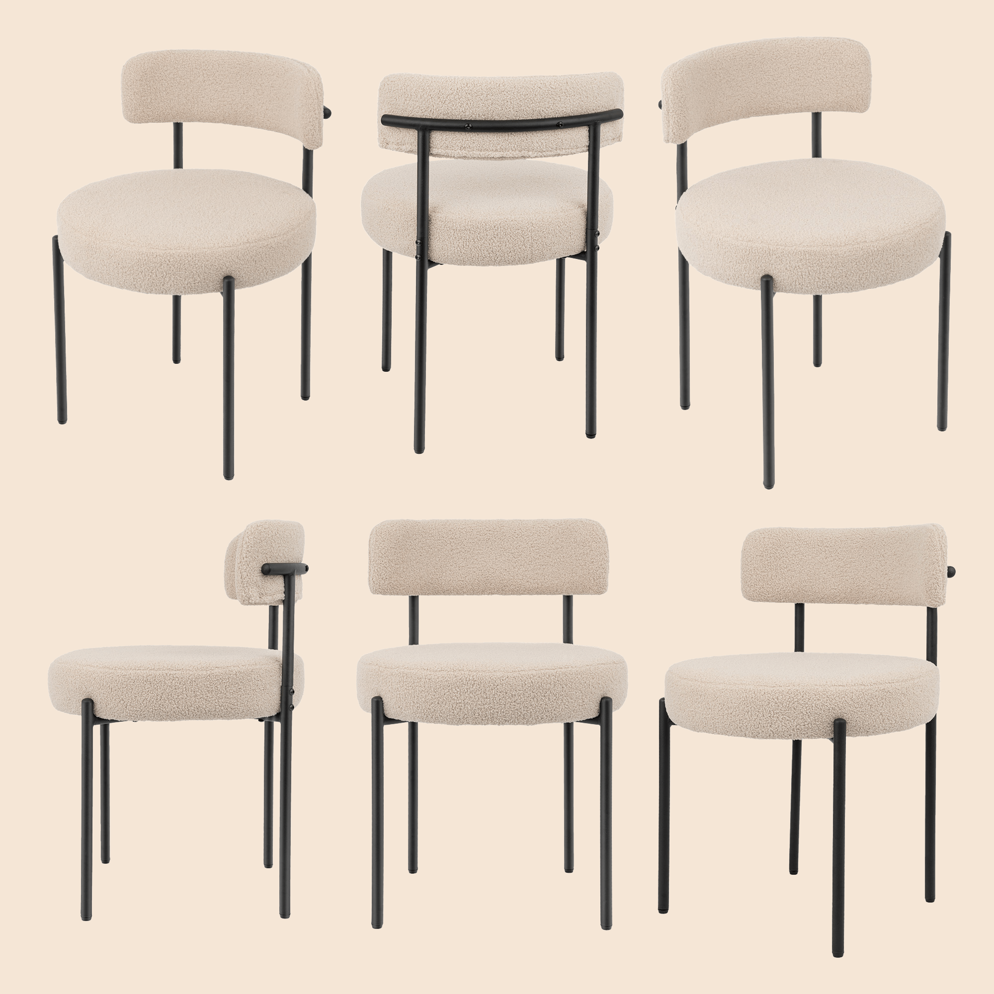 Upholstered Dining Chair With Back (Set of 6) - Beige/SW9801ALWIQ6