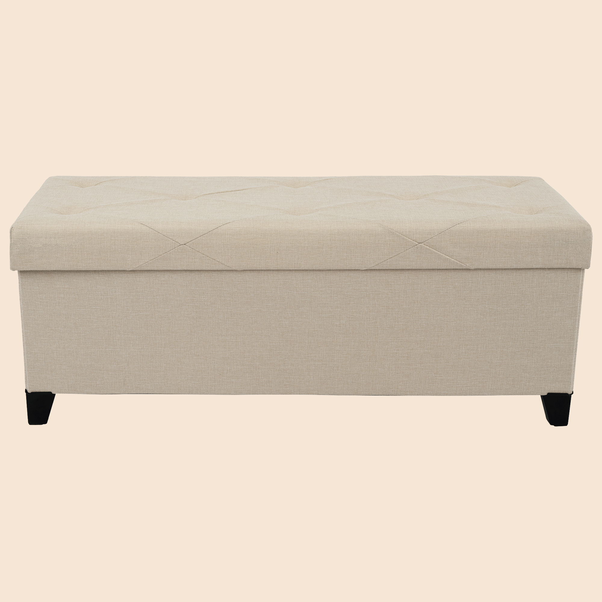 Upholstered Storage Bench with Solid Wood Legs - Light White/SW9704BKWI
