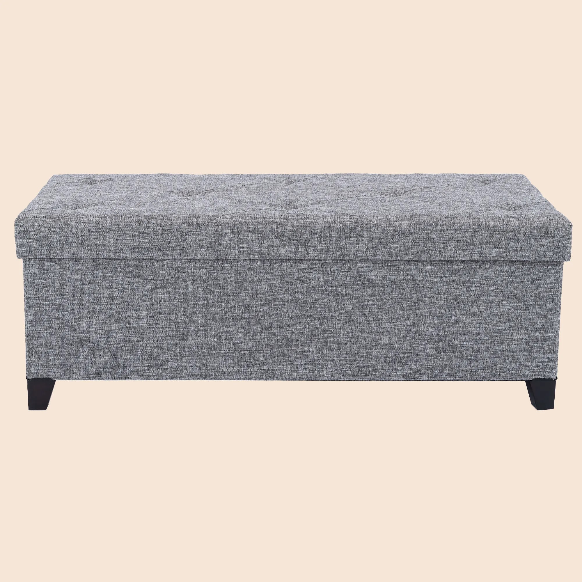 Upholstered Storage Bench with Solid Wood Legs - Gray/SW9704BKEH