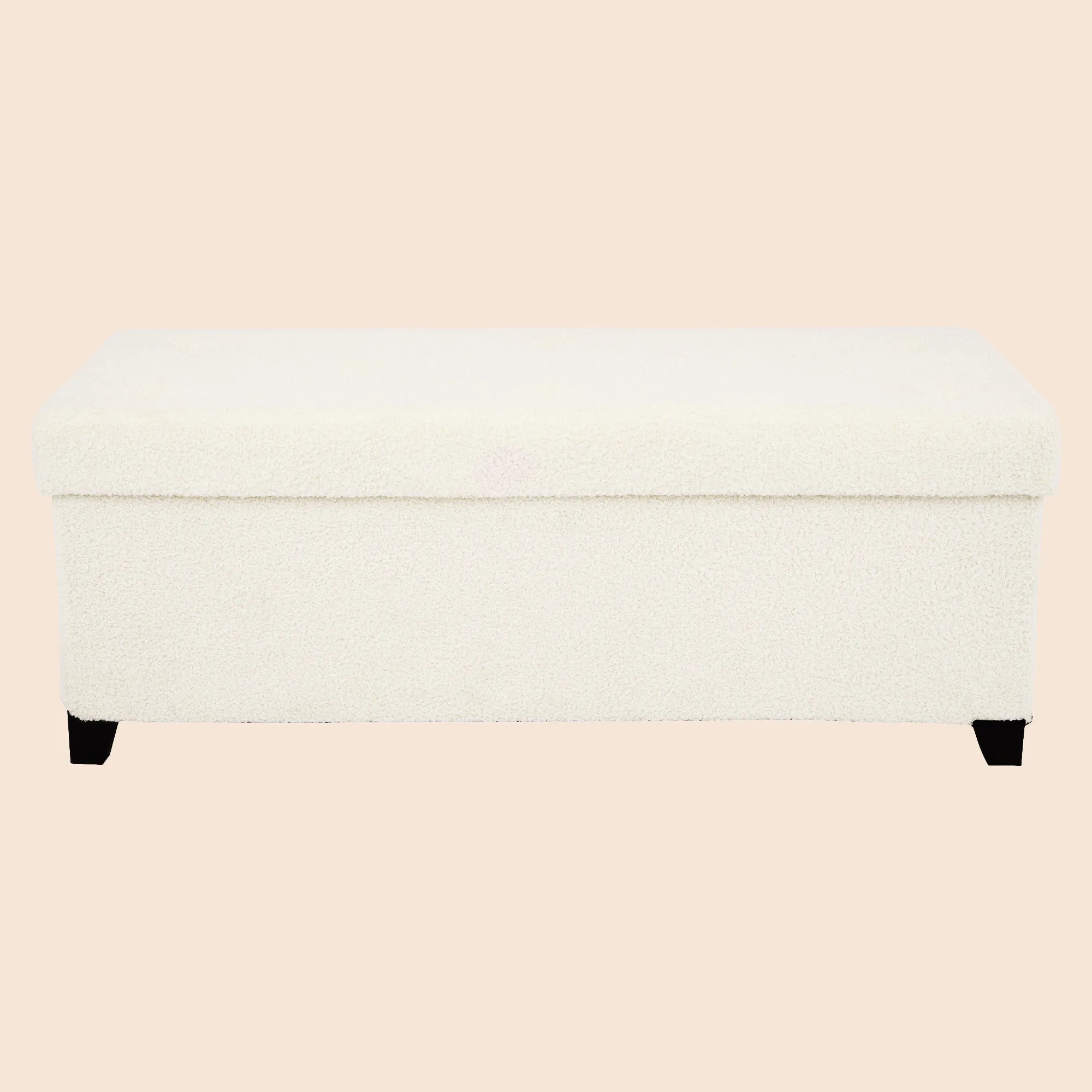 Upholstered Storage Bench with Solid Wood Legs - White/SW9704BKWR