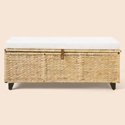 Wicker Upholstered Bench with Storage - Brown/SW9728BHTI