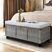 Wicker Upholstered Bench with Storage - Gray/SW9728BHEP