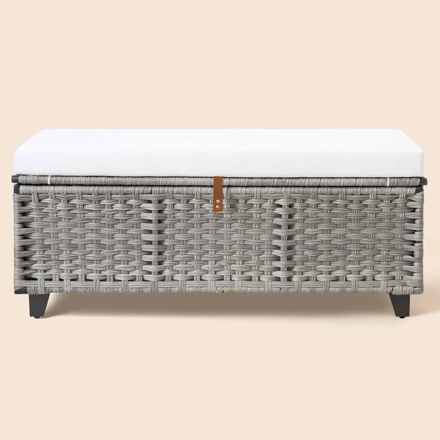 Wicker Upholstered Bench with Storage - Gray/SW9728BHEP