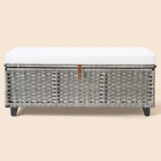 Wicker Upholstered Bench with Storage - Gray/SW9728BHEP