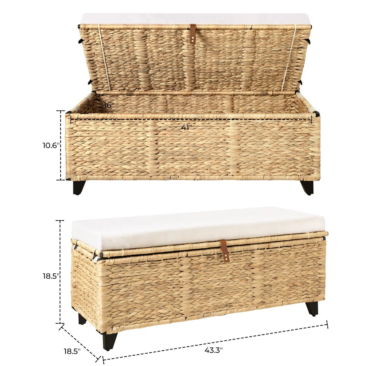 Wicker Upholstered Bench with Storage - Brown/SW9728BHTI