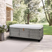 Wicker Upholstered Bench with Storage - Gray/SW9728BHEP