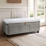 Wicker Upholstered Bench with Storage - Gray/SW9728BHEP