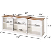 Wood LED Lightning Entertainment Center with Adjustable Shelves Fit for TVs up to 80" -/