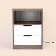 LED Wood Nightstand with 2 Drawers - Black/SW9707ALNH