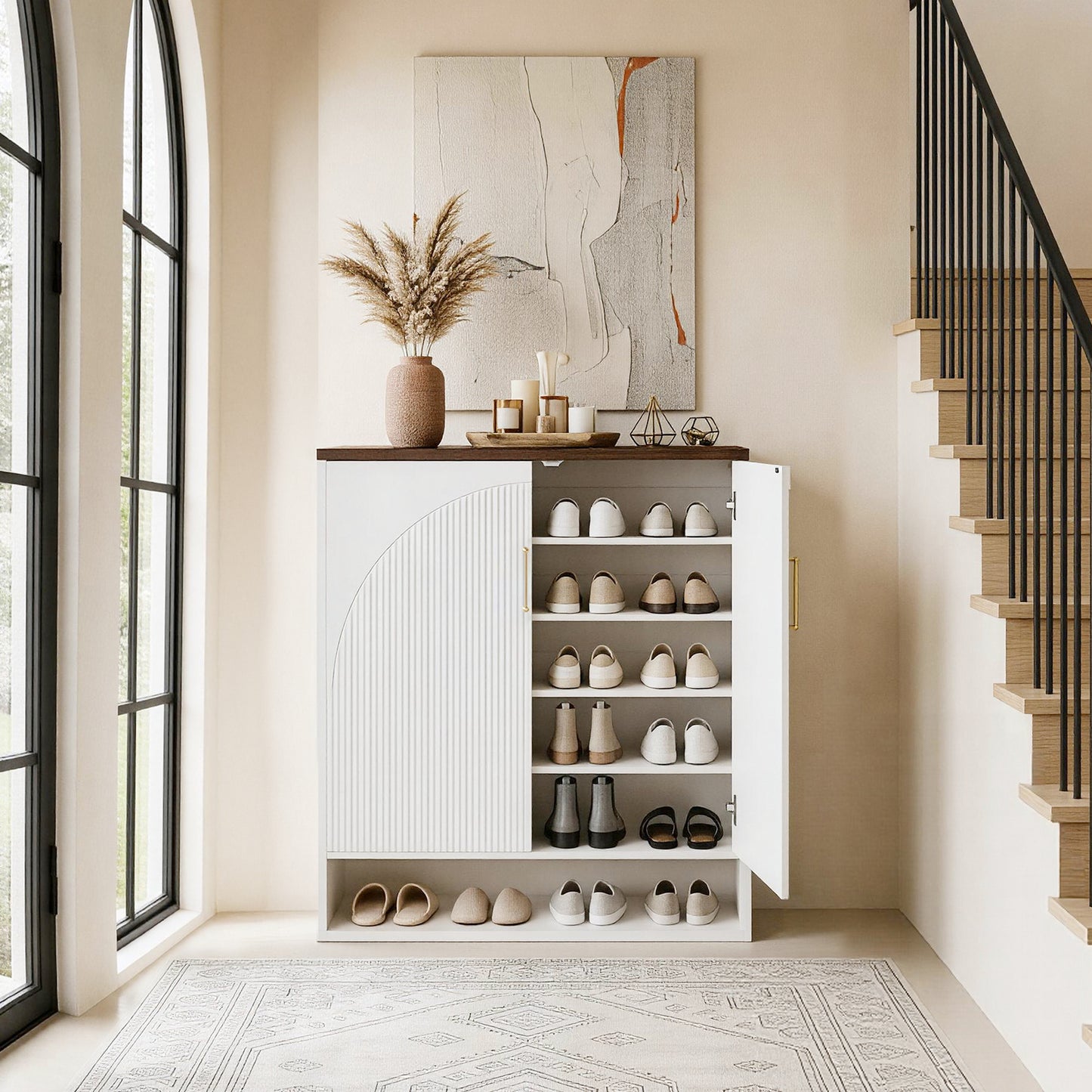24 Pair Shoe Storage Cabinet with Adjustable Shelves - Well Zone | Furniture That Redefines Your Home Sanctuary