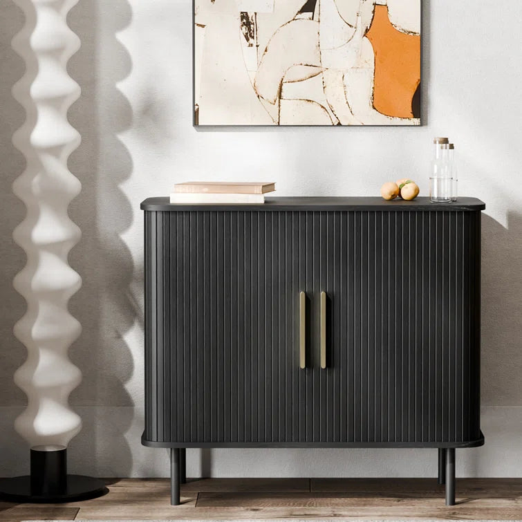 Tambour Door Accent Cabinet with Shelves - Black/SW9723AJKB