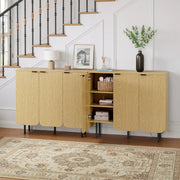 22 Pair Modern Fluted Shoe Cabinet with Adjustable Shelves - Natural/SW9709ALWN-2