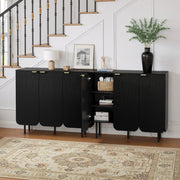 22 Pair Modern Fluted Shoe Cabinet with Adjustable Shelves - Black/SW9709ALWN-1