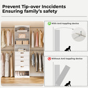 23.6" - 149.6" W Closet System with 4 Drawers & Rods - /SW9737BKWR
