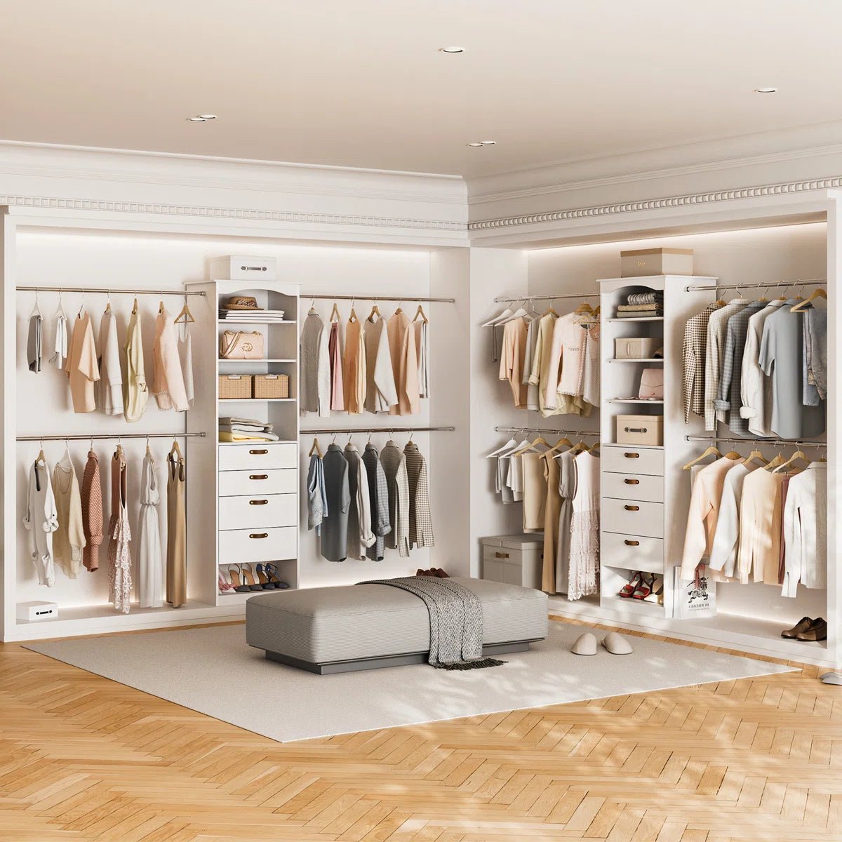 23.6" - 149.6" W Closet System with 4 Drawers & Rods - /SW9737BKWR