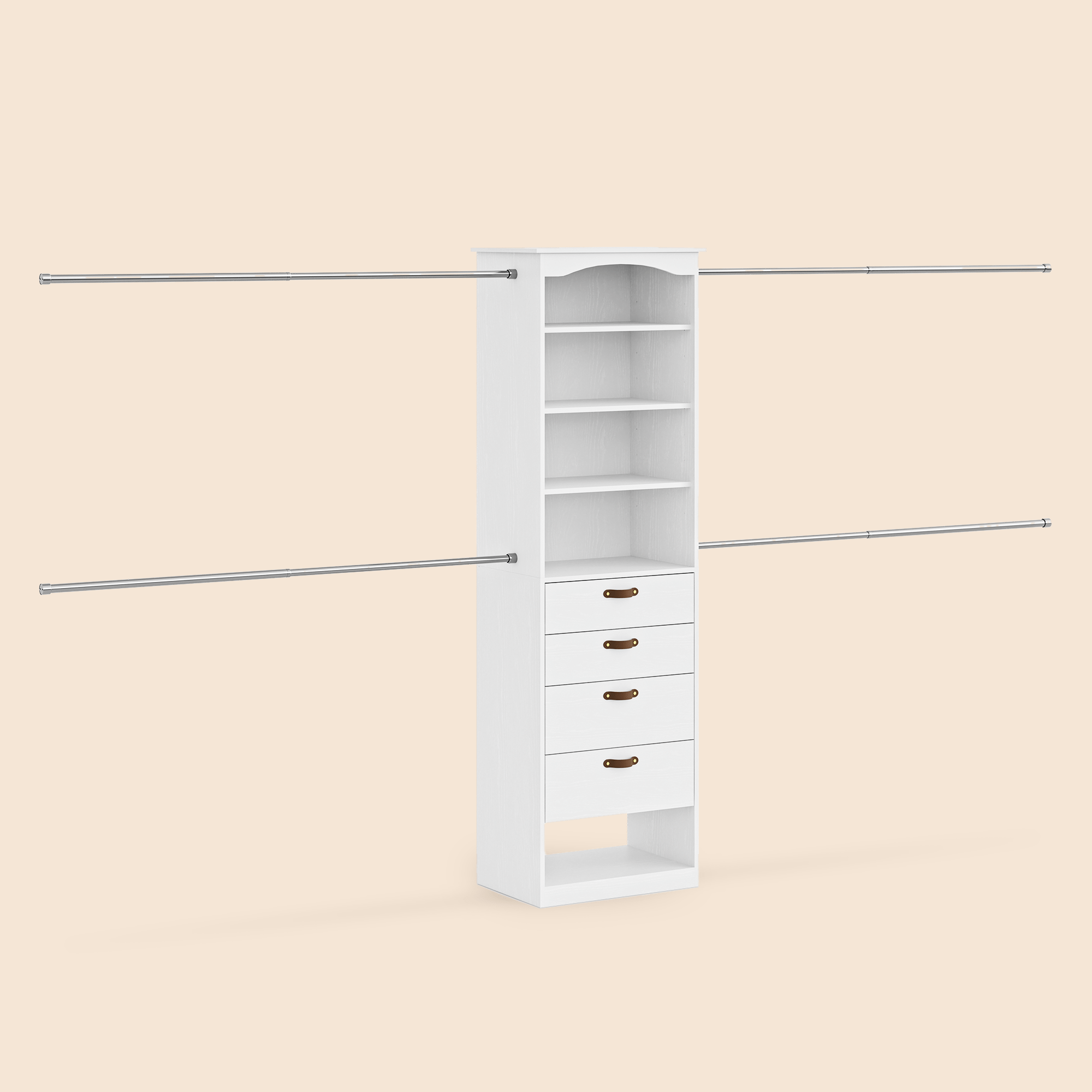 23.6" - 149.6" W Closet System with 4 Drawers & Rods - /SW9737BKWR