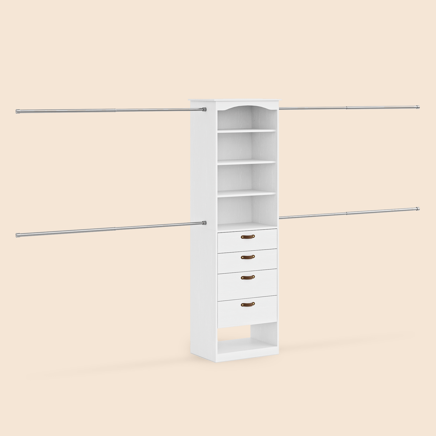 23.6" - 149.6" W Closet System with 4 Drawers & Rods - /SW9737BKWR