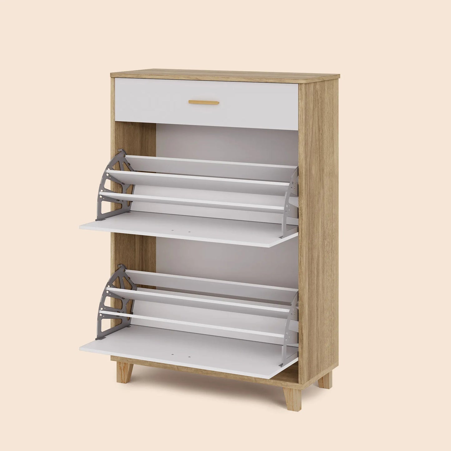 24 - 30 Pair Shoe Storage Cabinet with Flip Drawer - White/SW9709AKWN