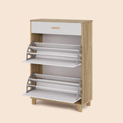24 - 30 Pair Shoe Storage Cabinet with Flip Drawer - White/SW9709AKWN