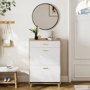 24 - 30 Pair Shoe Storage Cabinet with Flip Drawer - White/SW9709AKWN