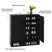 24 Pair Shoe Storage Cabinet with Adjustable Shelves - Black/