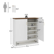 24 Pair Shoe Storage Cabinet with Adjustable Shelves - White/