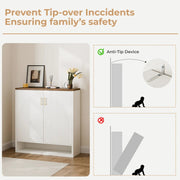 24 Pair Shoe Storage Cabinet with Adjustable Shelves - White/