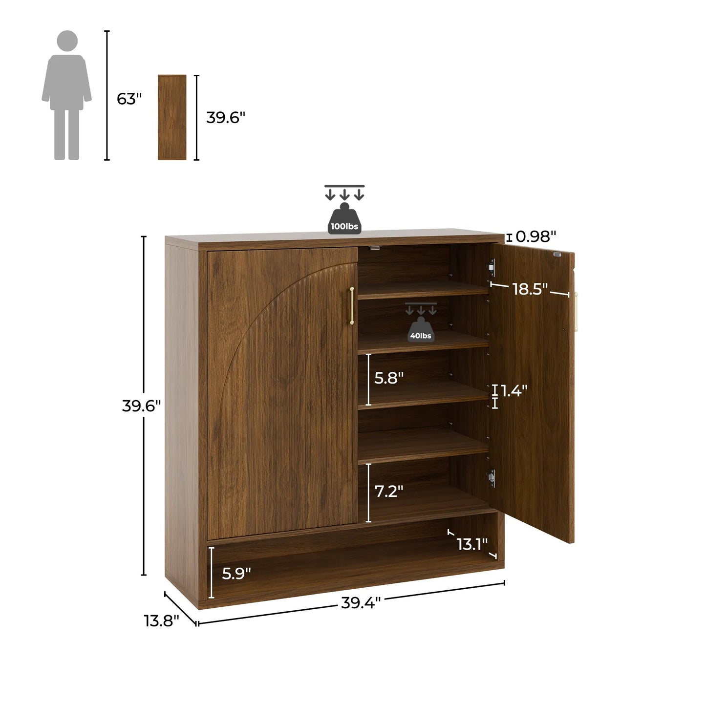 24 Pair Shoe Storage Cabinet with Adjustable Shelves - /SW9743AKNM