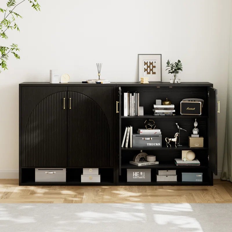 24 Pair Shoe Storage Cabinet with Adjustable Shelves - Black/