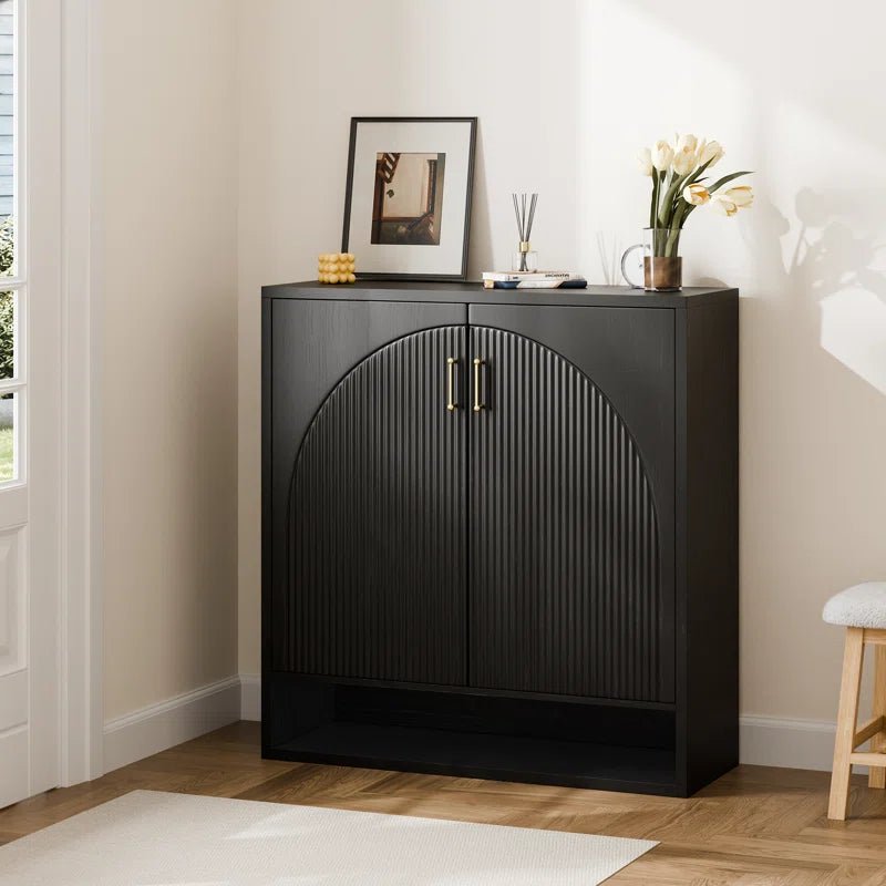 24 Pair Shoe Storage Cabinet with Adjustable Shelves - Black/