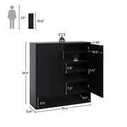 24 Pair Shoe Storage Cabinet with Adjustable Shelves - Black/
