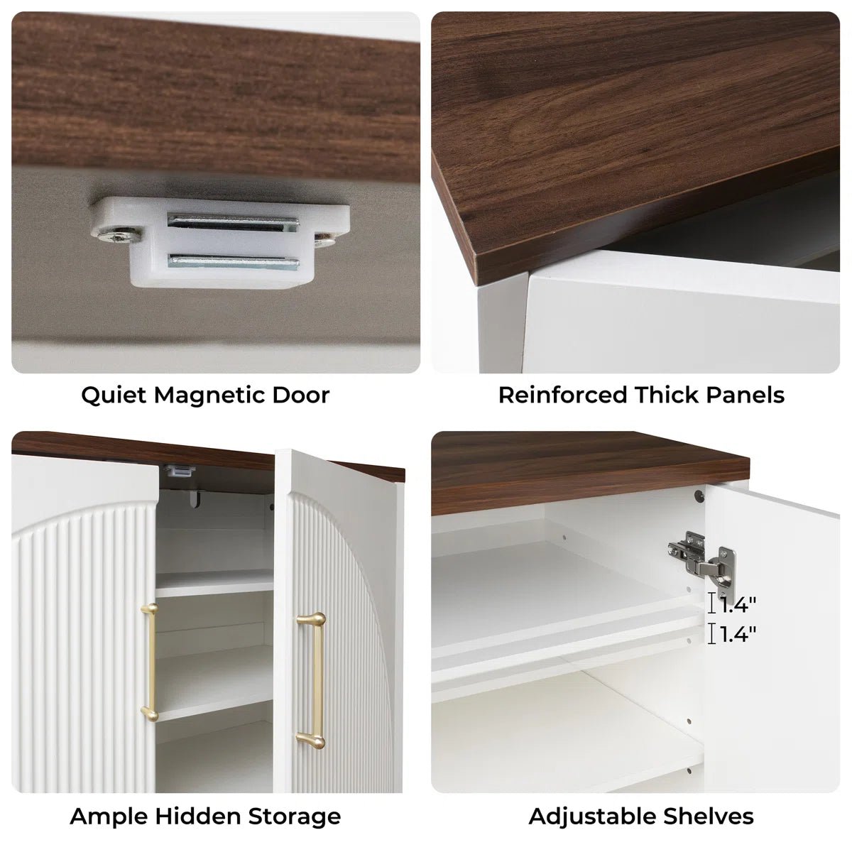 24 Pair Shoe Storage Cabinet with Adjustable Shelves - White/