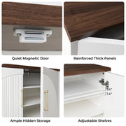 24 Pair Shoe Storage Cabinet with Adjustable Shelves - White/