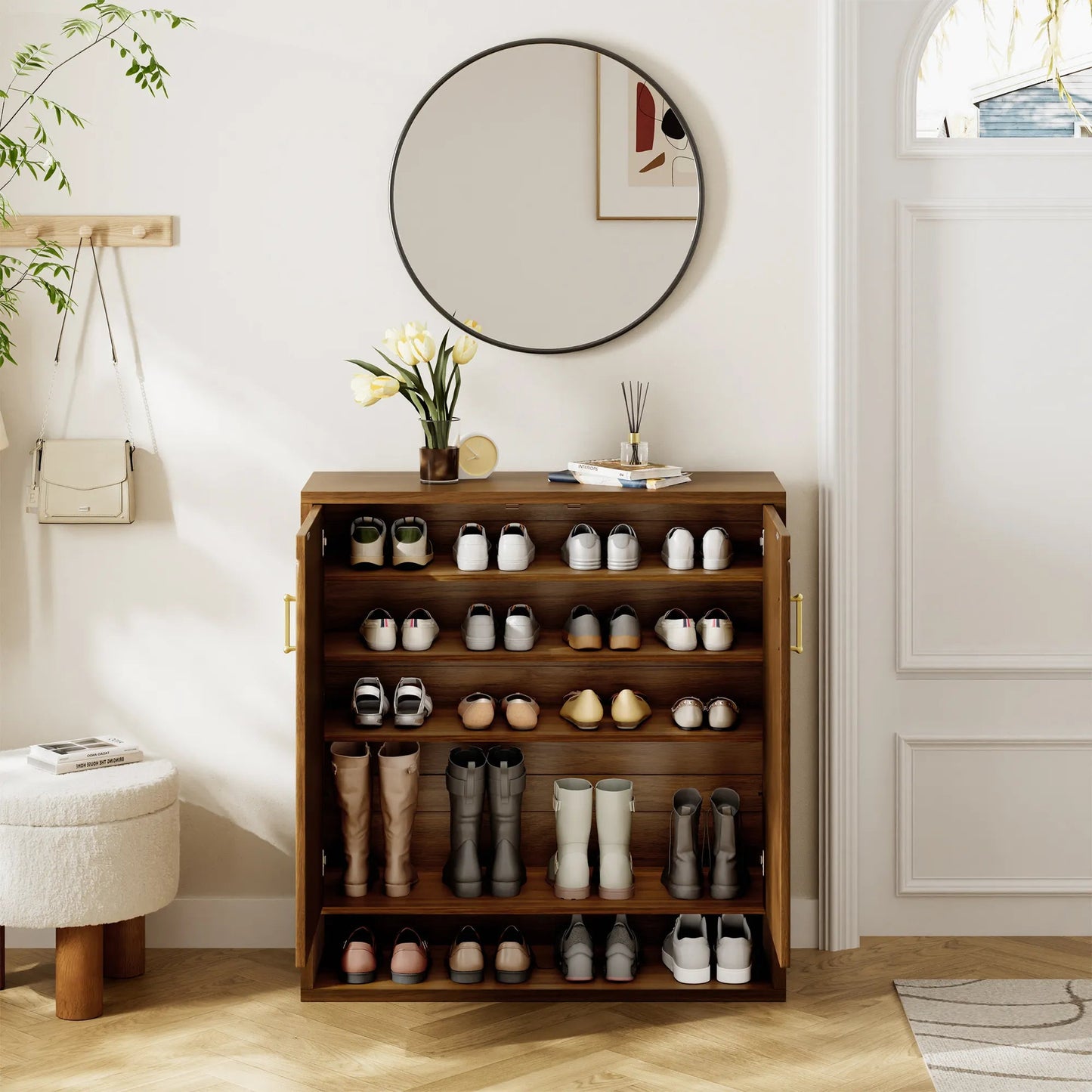 24 Pair Shoe Storage Cabinet with Adjustable Shelves - /SW9743AKNM
