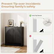 24 Pair Shoe Storage Cabinet with Adjustable Shelves - Black/