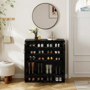 24 Pair Shoe Storage Cabinet with Adjustable Shelves - Black/