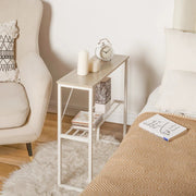 24.5" Tall Narrow End Table with Shelf - White/SW9713AMWA