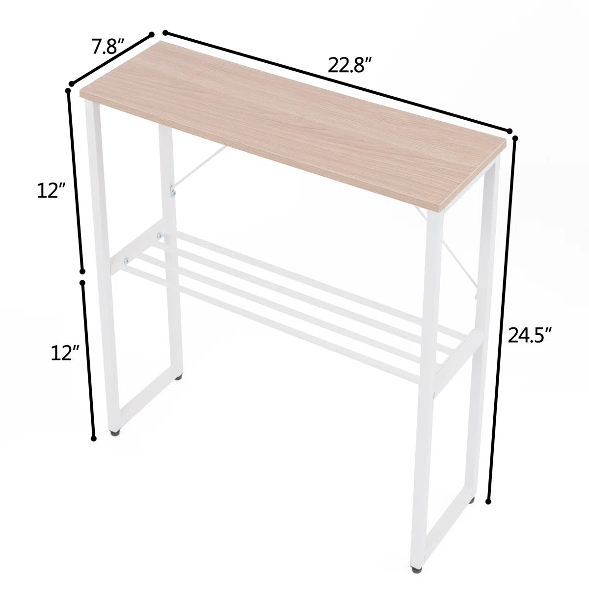 24.5" Tall Narrow End Table with Shelf - White/SW9713AMWA