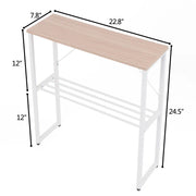 24.5" Tall Narrow End Table with Shelf - White/SW9713AMWA