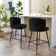 25.2" Counter & Bar Stool with Large Seat and Back (Set of 2) -Black/SW9803ALKAQ2