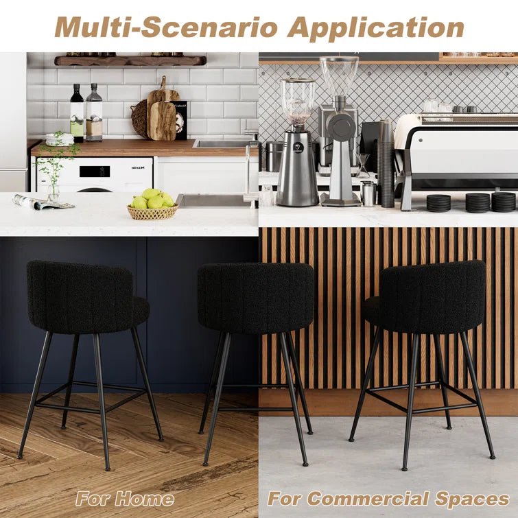 25.2" Counter & Bar Stool with Large Seat and Back (Set of 2) -Black/SW9803ALKAQ2